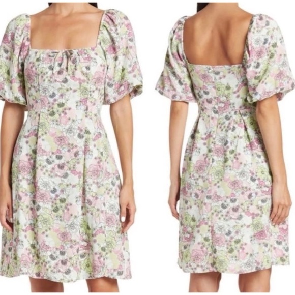 BCBG | Floral Puff Sleeve Dress - Picture 12 of 12